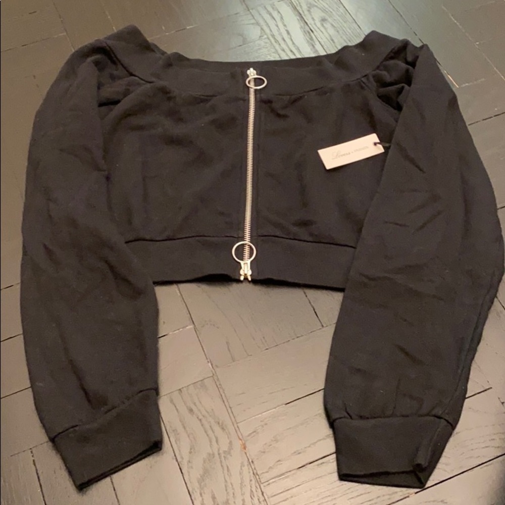 Zip front top cropped